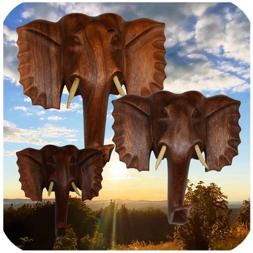 Elephant wooden mask - elephant,