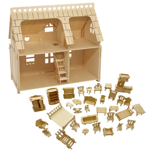 Wooden dolls house miniature - house,