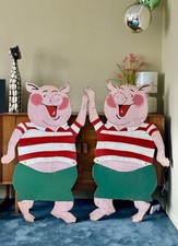 Vintage Butchers Shop Sign, Wooden Pig Signs, Fairground Sign. 