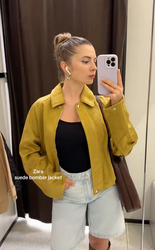 New zara faux suede bomber - new,