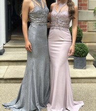 🎃 Prom Frocks Gorgeous Silver Grey Sparkly Prom Evening Dress Size 10 New