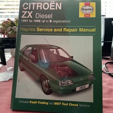 Citroen ZX Diesel (91 - 98) Haynes 1922 Repair Manual ( H/ B ) J to S Reg. 