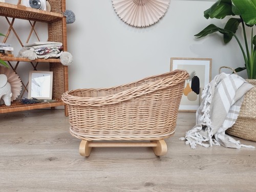 Wicker doll cradle - doll,