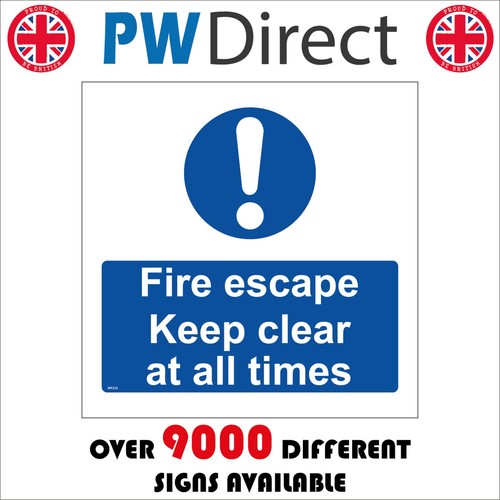Sign fire escape keep clear - fire,