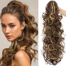 Long Real Thick Claw Ponytail Clip In Hair Extensions Pony Tail Wavy As Human 24