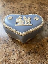 Wedgewood Jasperware Heart Shaped Blue Trinket Box