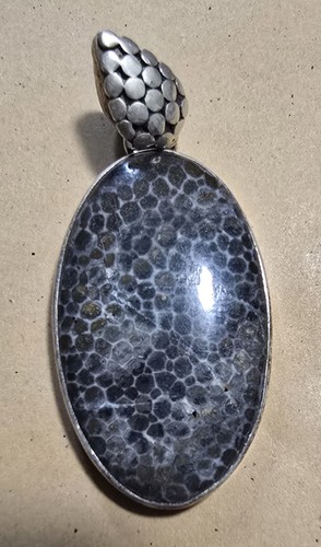 Black fossil coral gemstone - black,