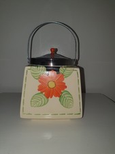 Coronet Ware Vintage  Parrot & Company Biscuit Barrel 1930's Embroidered Pattern