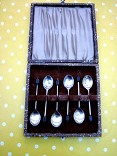 6 EPNS COFFEE BEAN SPOONS IN