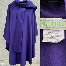 JIMMY HOURIHAN PURPLE CASHMERE WOOL VINTAGE CAPE CLOAK GOTHIC DRAMATIC M L