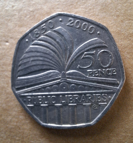 50p coin public libraries 2000 - public,