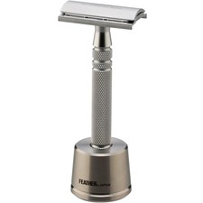 FEATHER Tokusen All Stainless Double Edge Safety Razor N Made in Japan w/ Stand