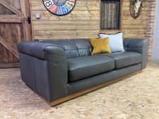 Alexander James Editor grey leather modern Chesterfield retro danish style oak