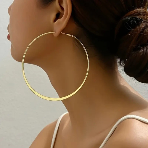 Golden large stud hoop - large,