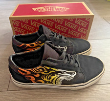 Vans Old Skool Ferocious Flames Black Size 5 Junior With Original Box