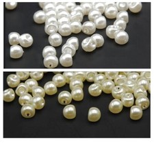 White or Ivory Pearl Bead Buttons Sideways Shank Buttons 6mm / 8mm / 10mm / 12mm
