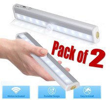 Pack of 2x Motion Sensor Cabinet LED Lights Battery PIR Wardrobe Cupboard Light