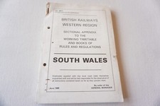 1988 BR Western Region South Wales Working Timetable Sectional Appendix Railway