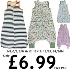 BABY SLEEPING BAG BOYS GIRLS EX STORE 0 TOG - 2.5 TOG 0-36M COTTON RANDOM PICK 