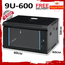 9U 19" Black Data Network Cabinet Wall Server or Switch Comms Rack 600mm Depth