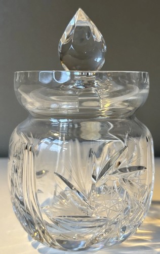 Vintage cut crystal jam pot - cut,