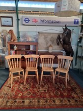 Pine Farmhouse Kitchen Dining Chairs Set Of Four