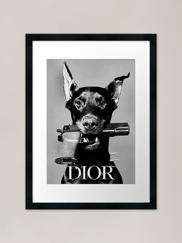 Dog gun black white - black, art