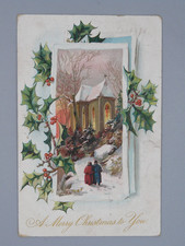 Vintage Postcard Christmas greetings embossed America to Kells  1906