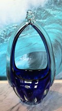 MCM Murano style Blue Glass Basket. Handles have an unusual twisted effect. 