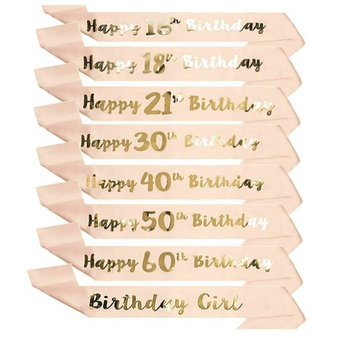 Happy birthday sash rose - birthday, gold
