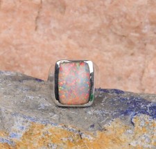 Rainbow White Fire Opal Ring