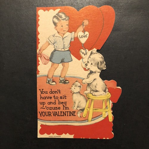 Vtg valentine diecut card - vtg,