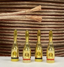 5m of 14 AWG Speaker Cable Wire with 4mm Gold Plated Banana Plugs for Audio HiFi