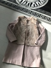 Zara Coat Pink With Faux Fur Sz S Used Lovely Coat Ladies Jacket
