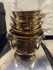 Vintage Ornate set of four Brass Plant Flower Pots 