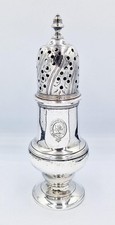 GEORGE II SCOTTISH STERLING SILVER CRESTED PEPPER POT / CASTER Edinburgh 1756