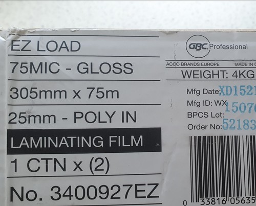 Gbc load laminating - load, film