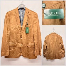 NEW RALPH LAUREN Men's Copper Tan Blazer Jacket Large 42in Chest Faux Suede