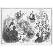 LONDON Annual Dinner of the Grove Park Rowing Club - Antique Print 1883