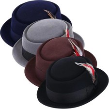 Superb Quality Hand Made 100% Wool Porkpie Pork Pie Hat 4 Sizes 4 Colours