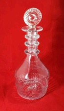 ANTIQUE GEORGIAN RARE  IRISH GLASS DECANTER BY CORK GLASS CO IRELAND 1783- 1818 