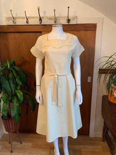Vintage 1960s cream dress midi - vintage,