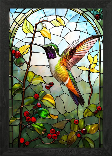 Stained glass hummingbird - stained,