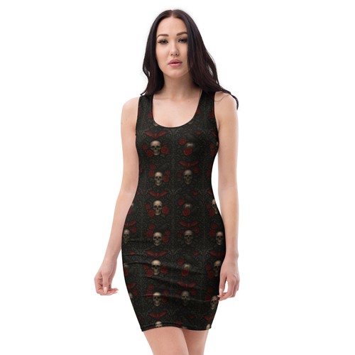 Skull bat roses bodycon - skull,