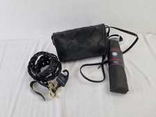 M&S 3pcs Accessorie Bundle Leather Belt Umbrella Shoulder Bag Black New F2