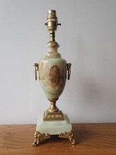 Vintage empire style metal and onyx table lamp