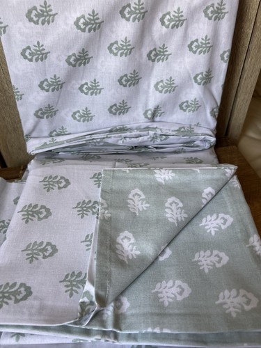 Green woodblock floral bed set - woodblock,