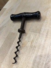 Antique Wooden Handle Cork Screw. 5 1/2” Long Handle 3 1/2” Wide