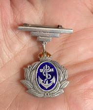Antique WWII Silver Red Blue Enamel Royal Navy Sweetheart Badge Brooch Pin