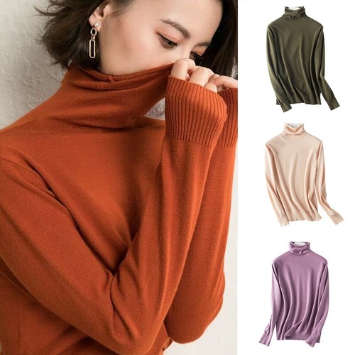 Warm knit high neck - , sweater